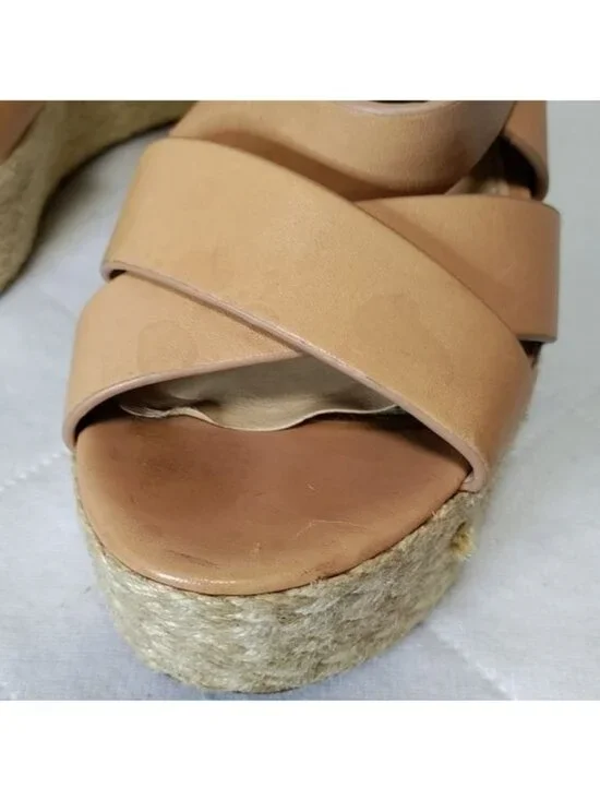 Michael Kors Cream Strappy Leather Wedges 6 - Picture 6 of 8